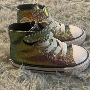 Converse All Star:Metallic Glitter High Tops Toddler Girls Size 6